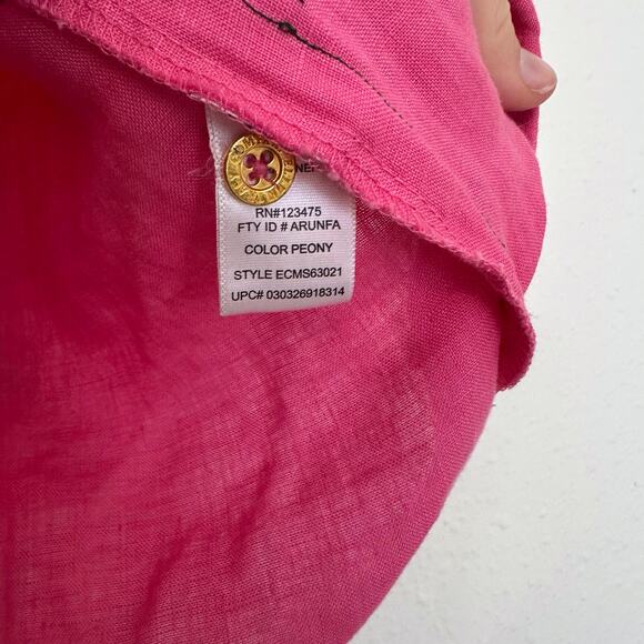 Company Ellen Tracy linen peony pink tunic blouse with gold zipper size small - Picture 4 of 7